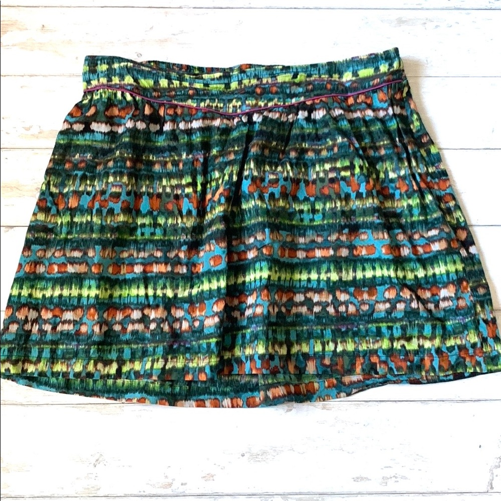 Women’s L/G Skirt Emerald Green Printed Design Knee Length 100% Cotton Large